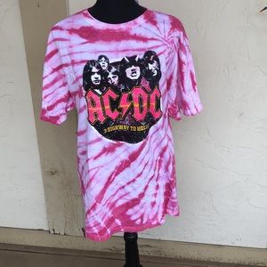 NWT Rue 21 Pink Tie Dye AC/DC T Shirt